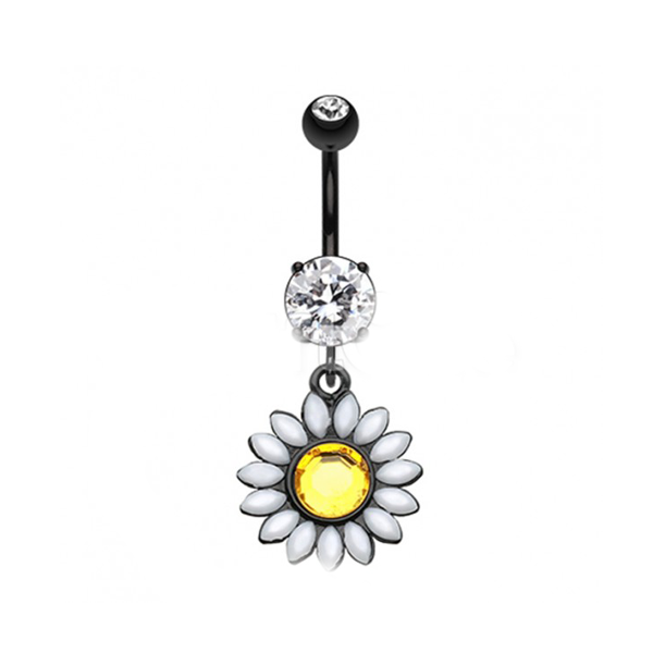 Belly Ring - Daisy Black And Yellow-hotRAGS.com