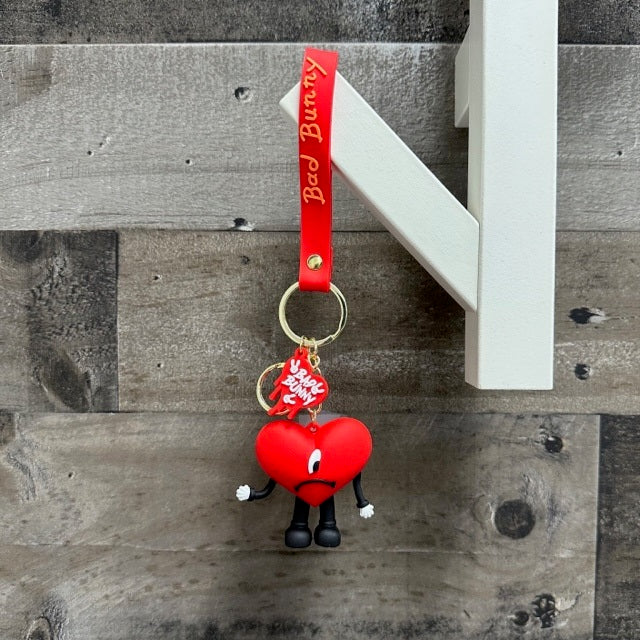 Keychain - Bad Bunny Red Heart-hotRAGS.com