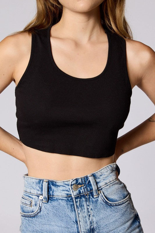Jr Tank Top Crop Rib 2x1 Black-hotRAGS.com