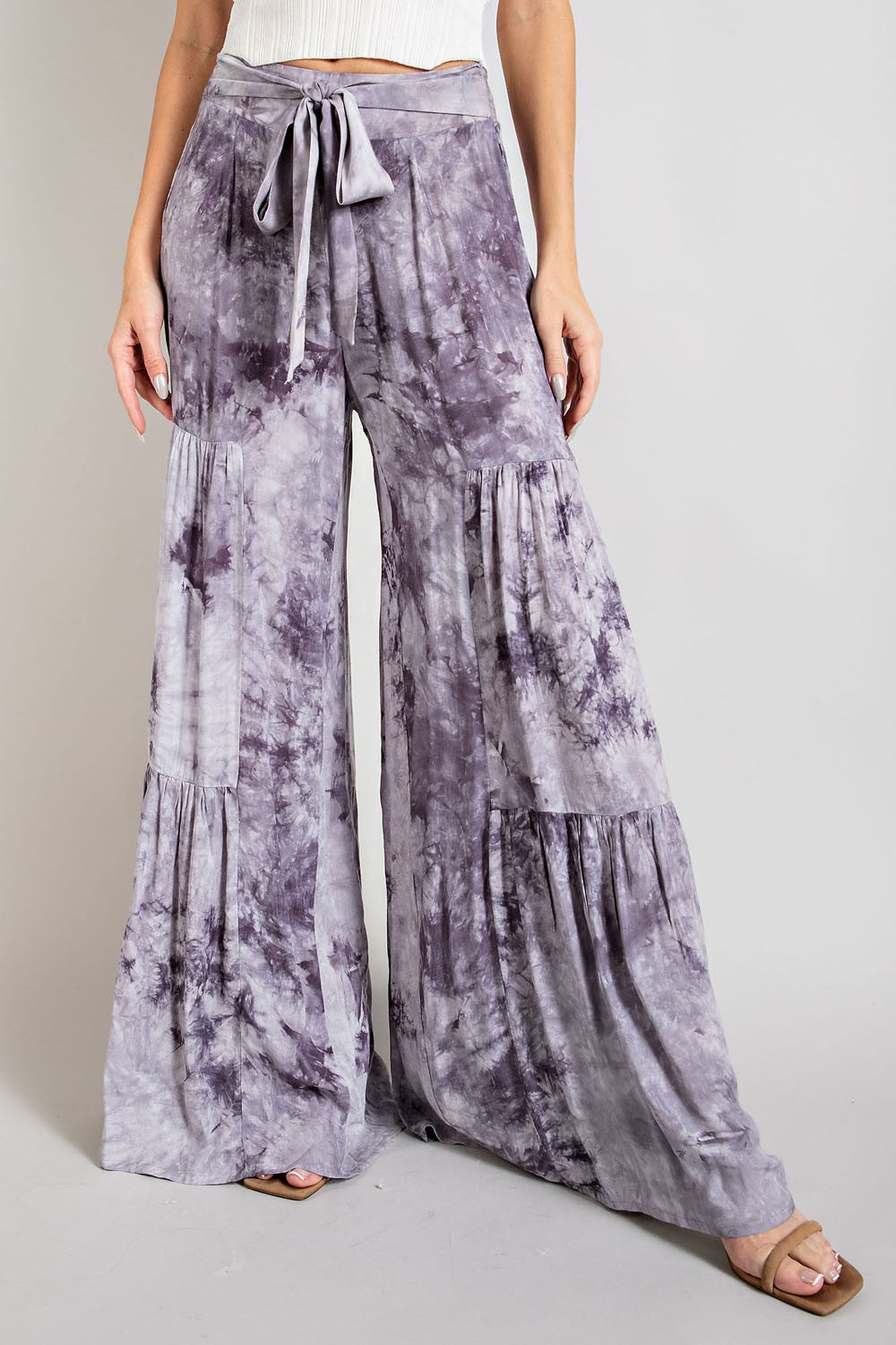 Tiered Pants - Tie Dye Grey-hotRAGS.com