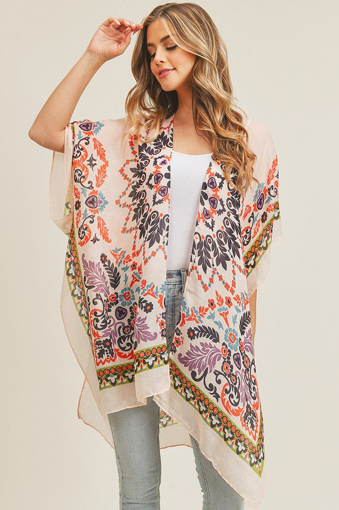 Kimono Bohemian Beige/coral-hotRAGS.com