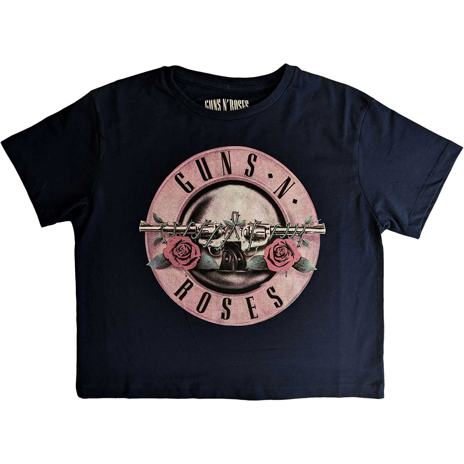 Guns N' Roses Ladies Crop Top: Classic Logo - Navy-hotRAGS.com