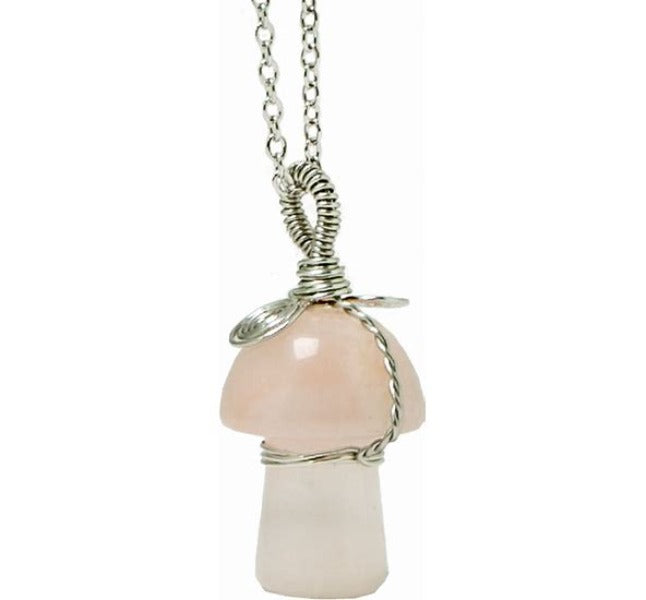 Necklace - Mushroom Rose Quartz Necklace-hotRAGS.com