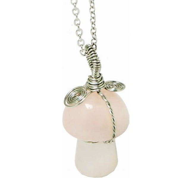 Necklace - Mushroom Rose Quartz Necklace-hotRAGS.com