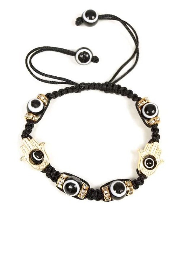 Bracelet - 2 Hamsa - Black And Gold-hotRAGS.com