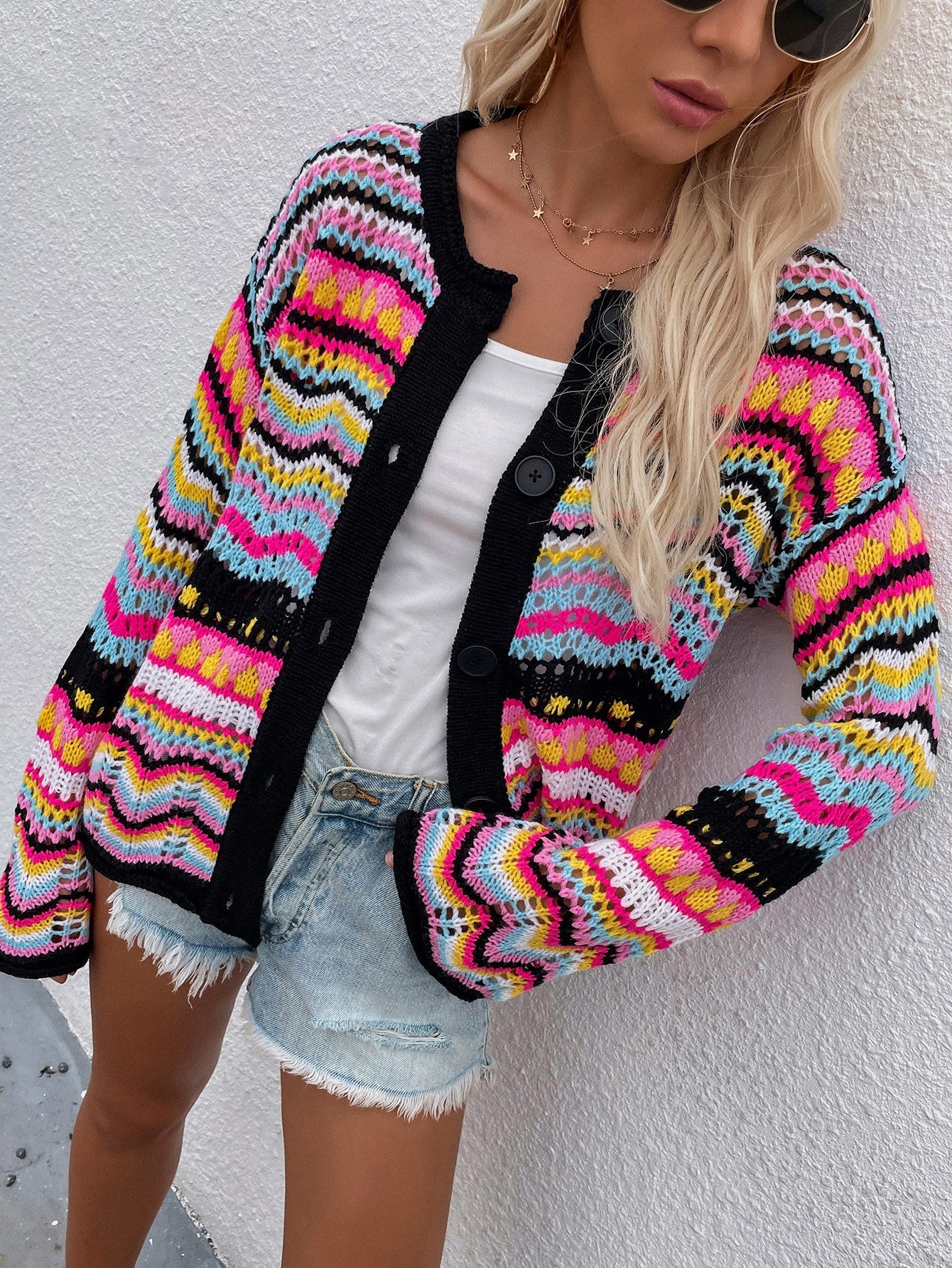 Cardigan - Buttom Up Knit - Multi-hotRAGS.com