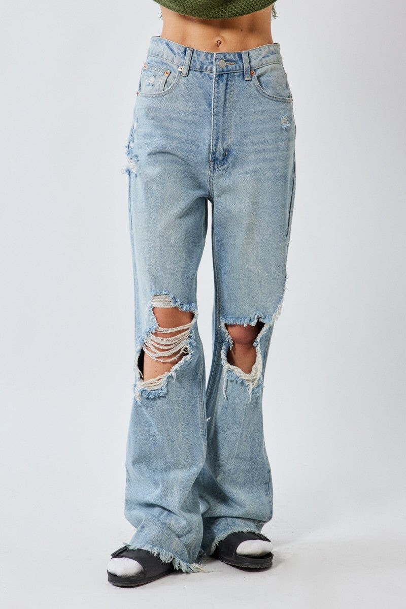 Denim Jeans Wide Leg Distroyed-hotRAGS.com