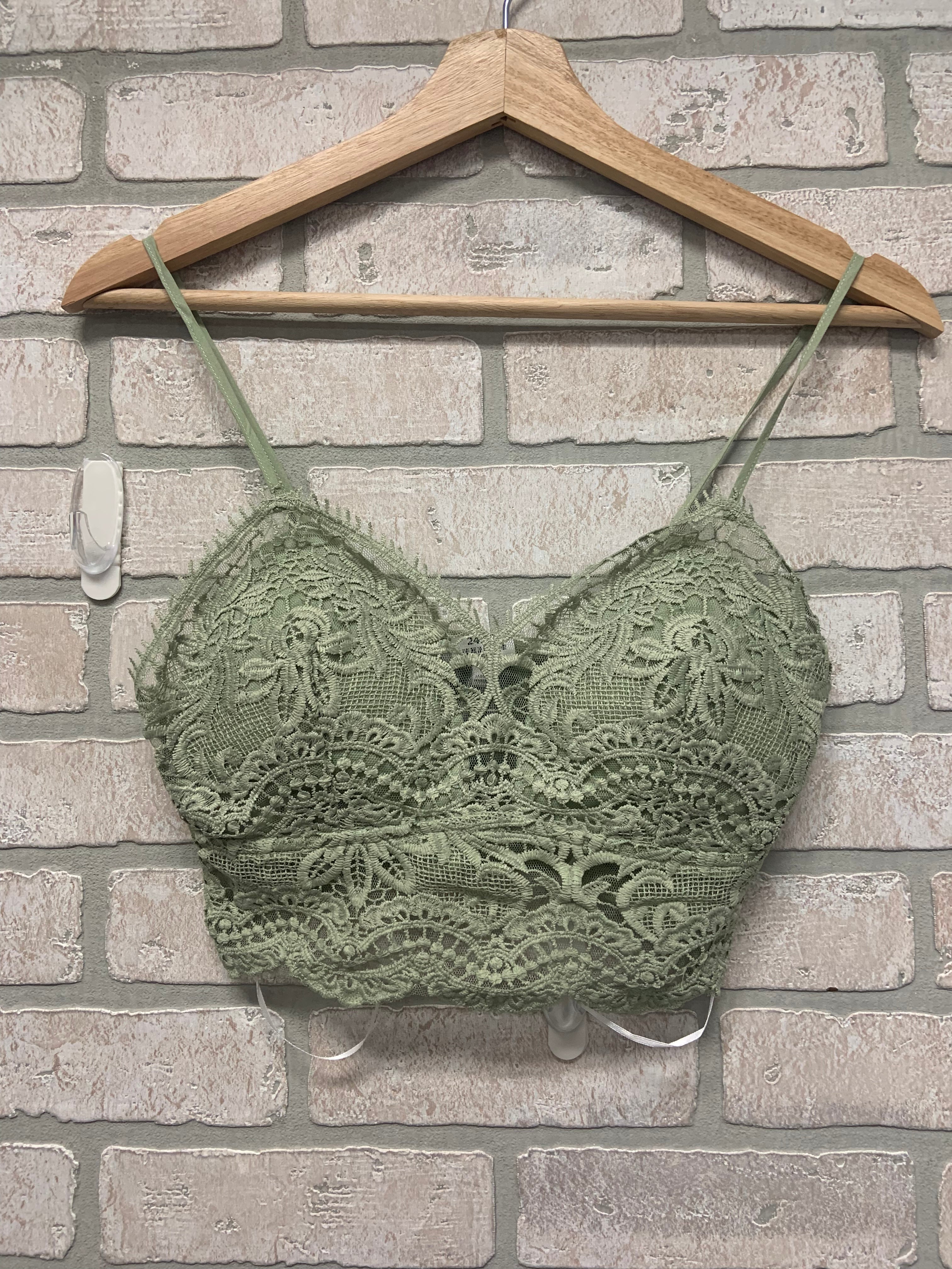 Bralette Cropped Lace Cami - Moss-hotRAGS.com