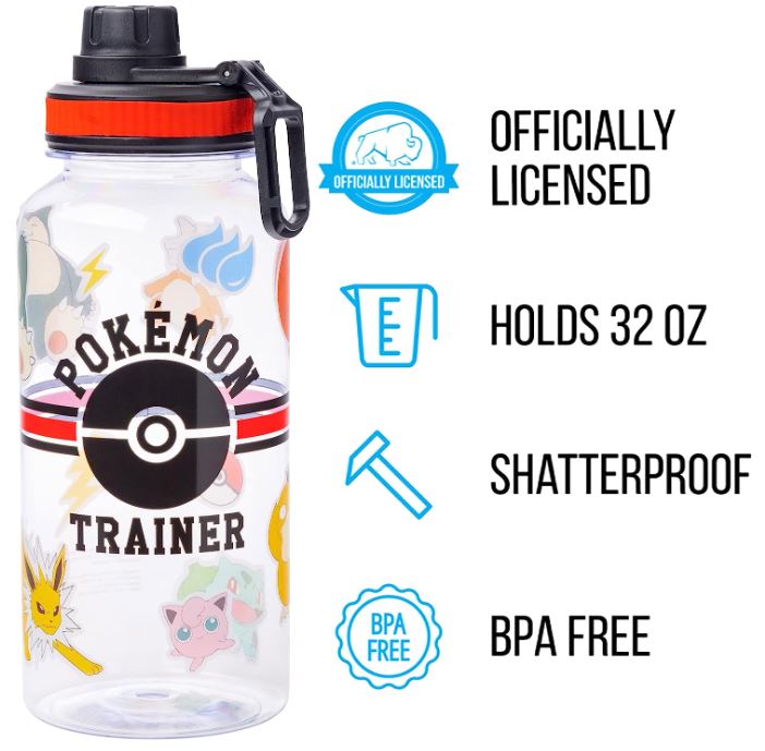 Pokemon Trainer - Twist Spout Plastic Water Bottle with Stickers, You Stick Yourself, 32 Ounces-hotRAGS.com