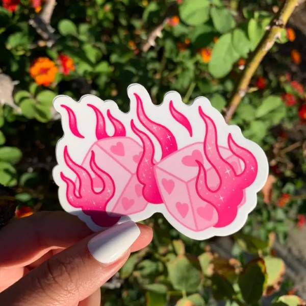 Sticker - Pink Flames Dice - Y2K-hotRAGS.com