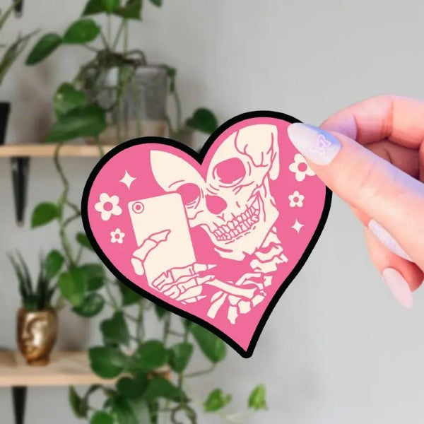 Sticker - Selfie Skeleton Heart-hotRAGS.com
