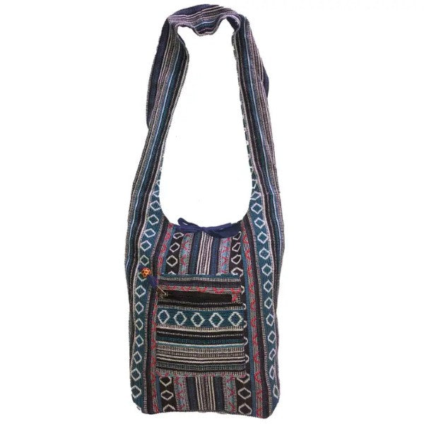 Bag - Woven Zip Top - Blue & Black-hotRAGS.com