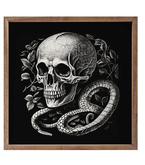Wood Sign - Skull And Snake Black-hotRAGS.com