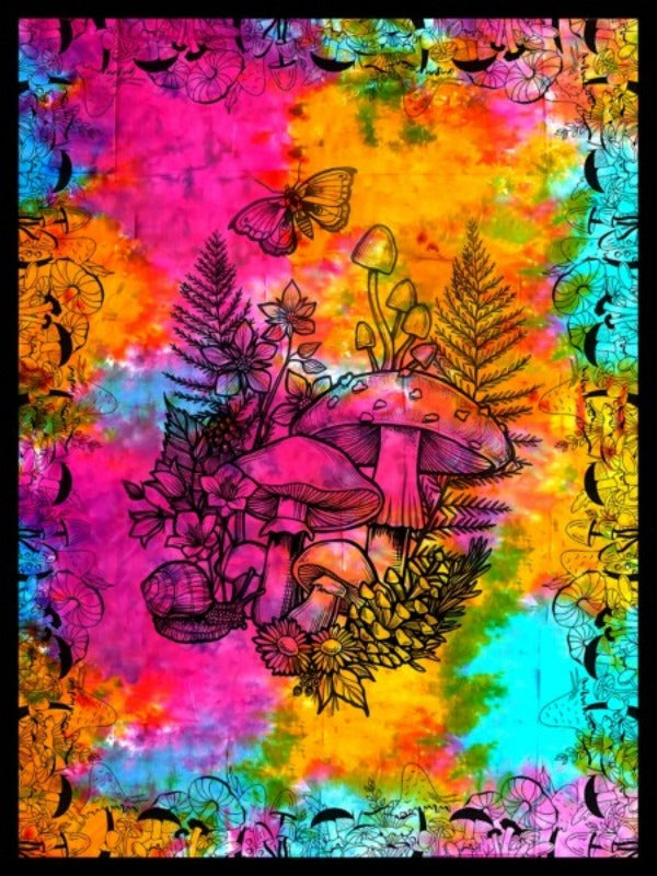 Tapestry - Tie Dye Mushroom - 55x83-hotRAGS.com