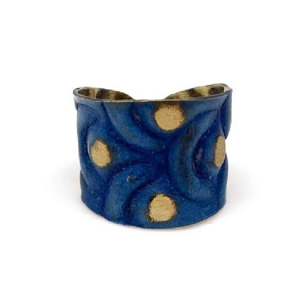 Ring - Blue Waves and Brass Dots-hotRAGS.com