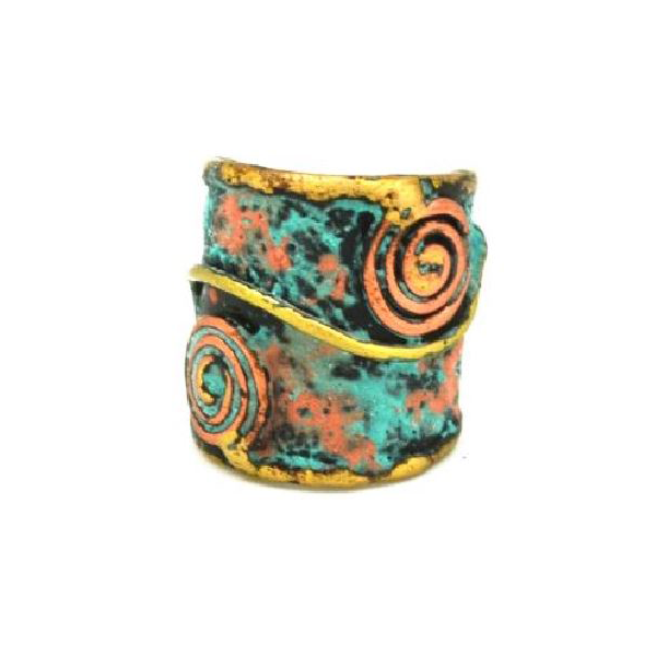 Ring - Blue And Green Patina - Swirls-hotRAGS.com