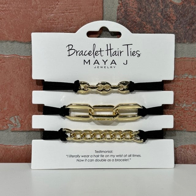 Hair Tie Or Bracelet - Gold Black 3pc-hotRAGS.com