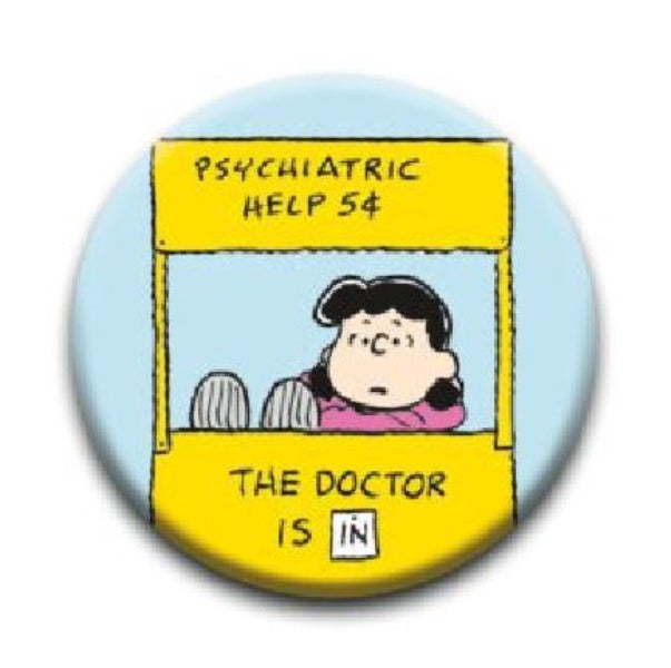 Button - Peanuts Lucy - The Doctor Is In-hotRAGS.com