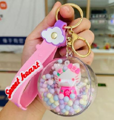 KEYCHAIN - HELLO KITTY CONFETTI BALL-hotRAGS.com