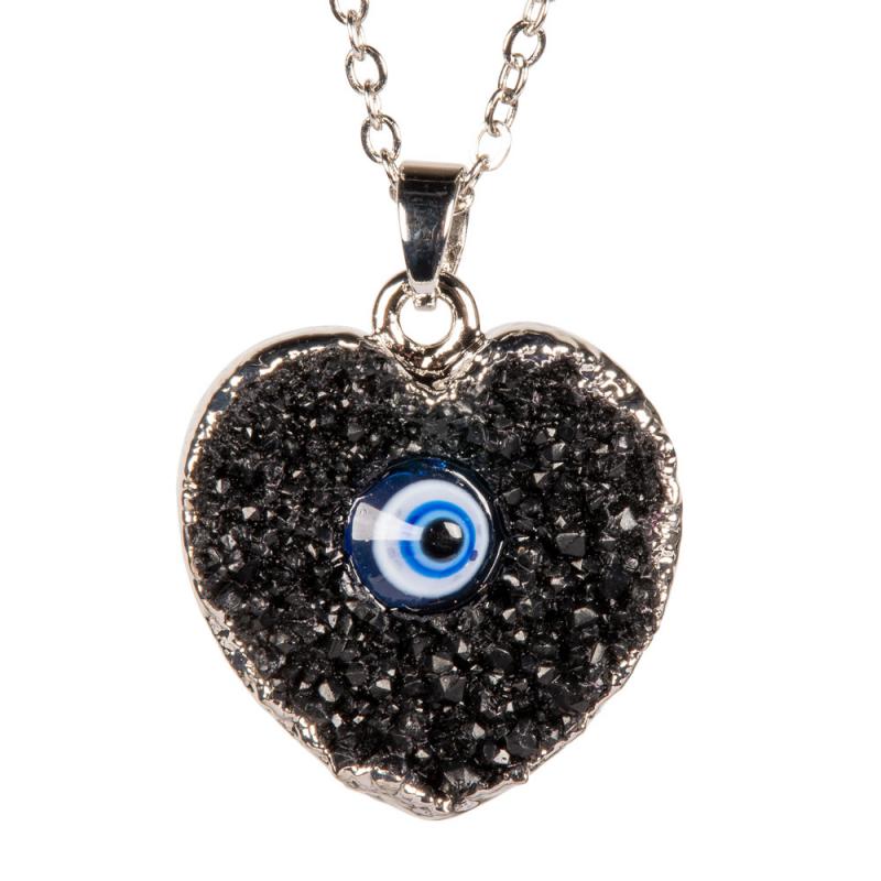 Necklace - Heart Evil Eye Druzy-hotRAGS.com