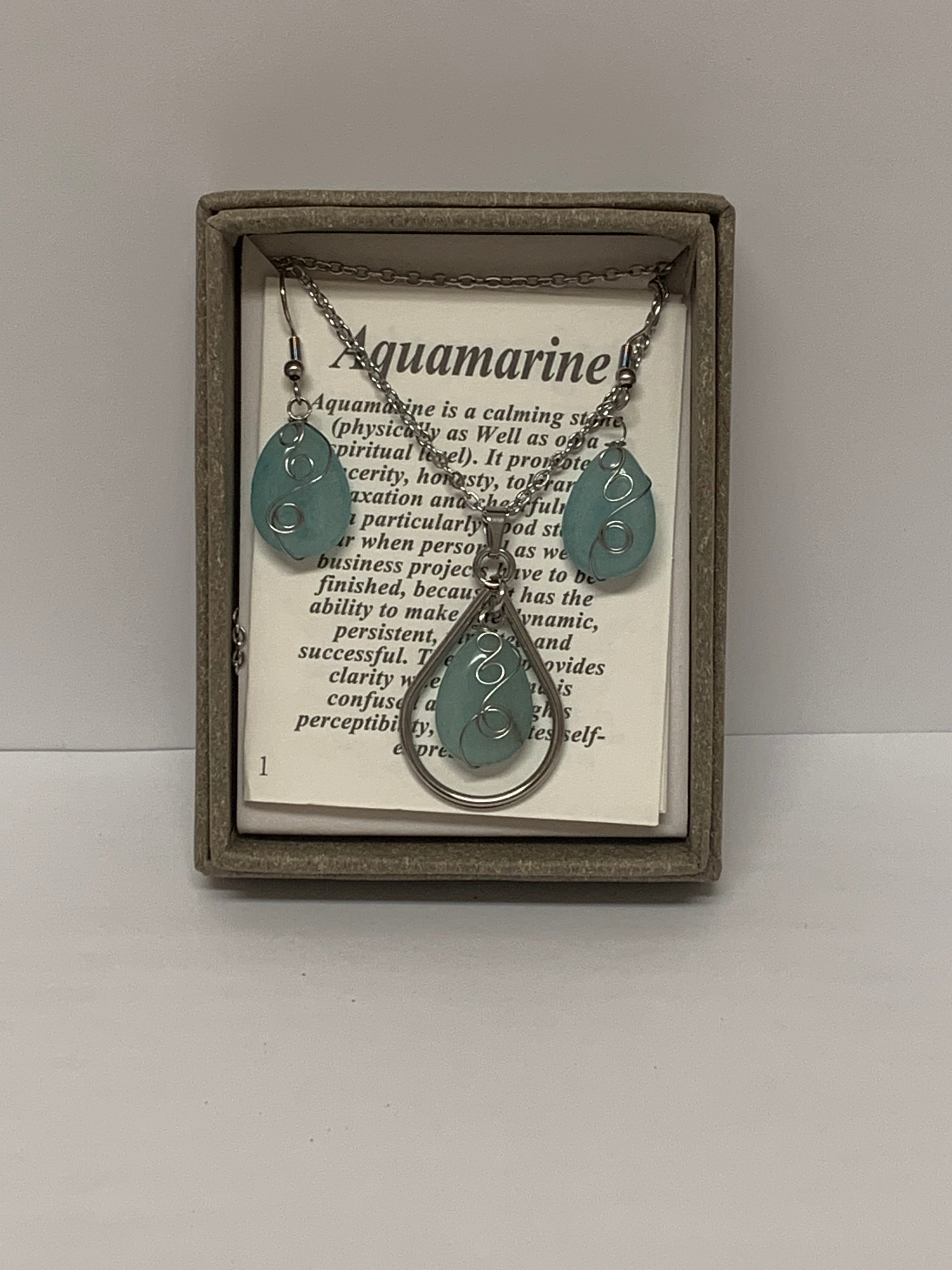 Necklace and Earring Set - Aquamarine-hotRAGS.com