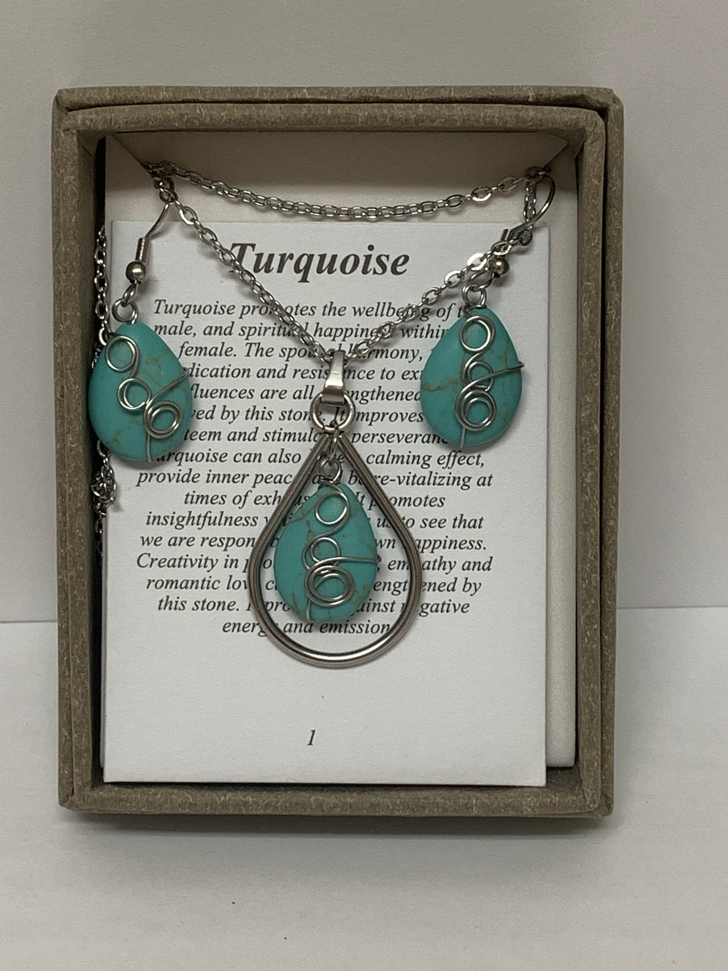 Necklace And Earring Set - Turquoise-hotRAGS.com