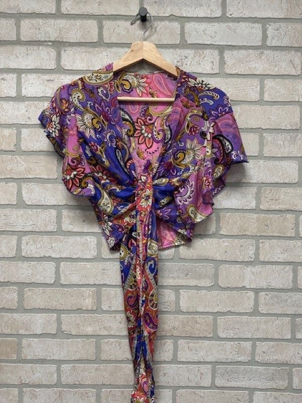 Satin Silk Jr Top -Tie Front - Unique-hotRAGS.com