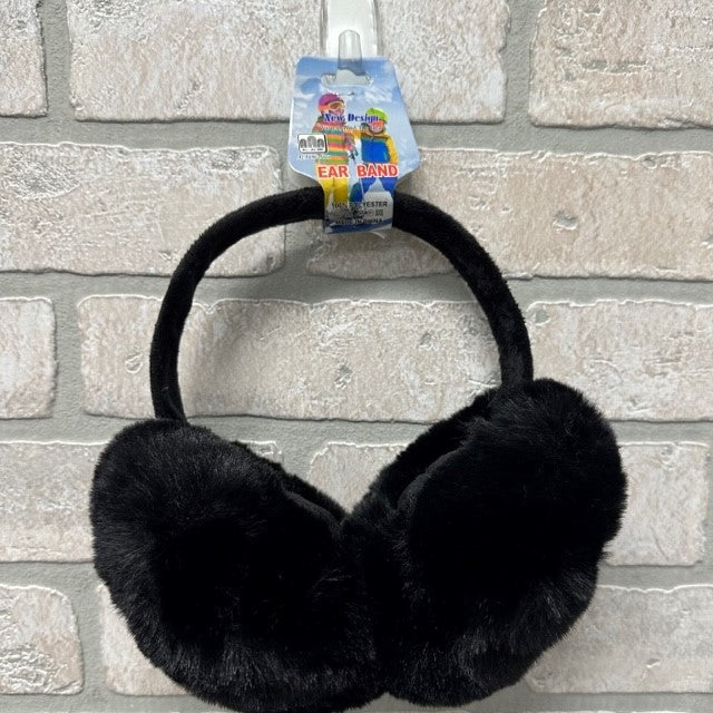 Earmuffs - Faux Fur -Black-hotRAGS.com