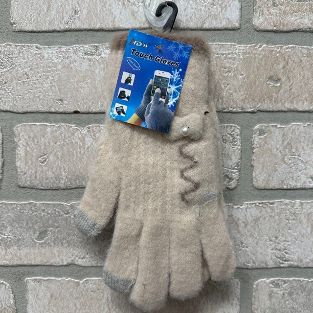 Gloves - Fuzzy - Cream-hotRAGS.com