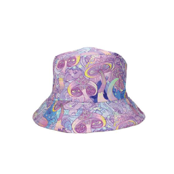 Bucket Hat   - Mushroom Floral - Purple-hotRAGS.com