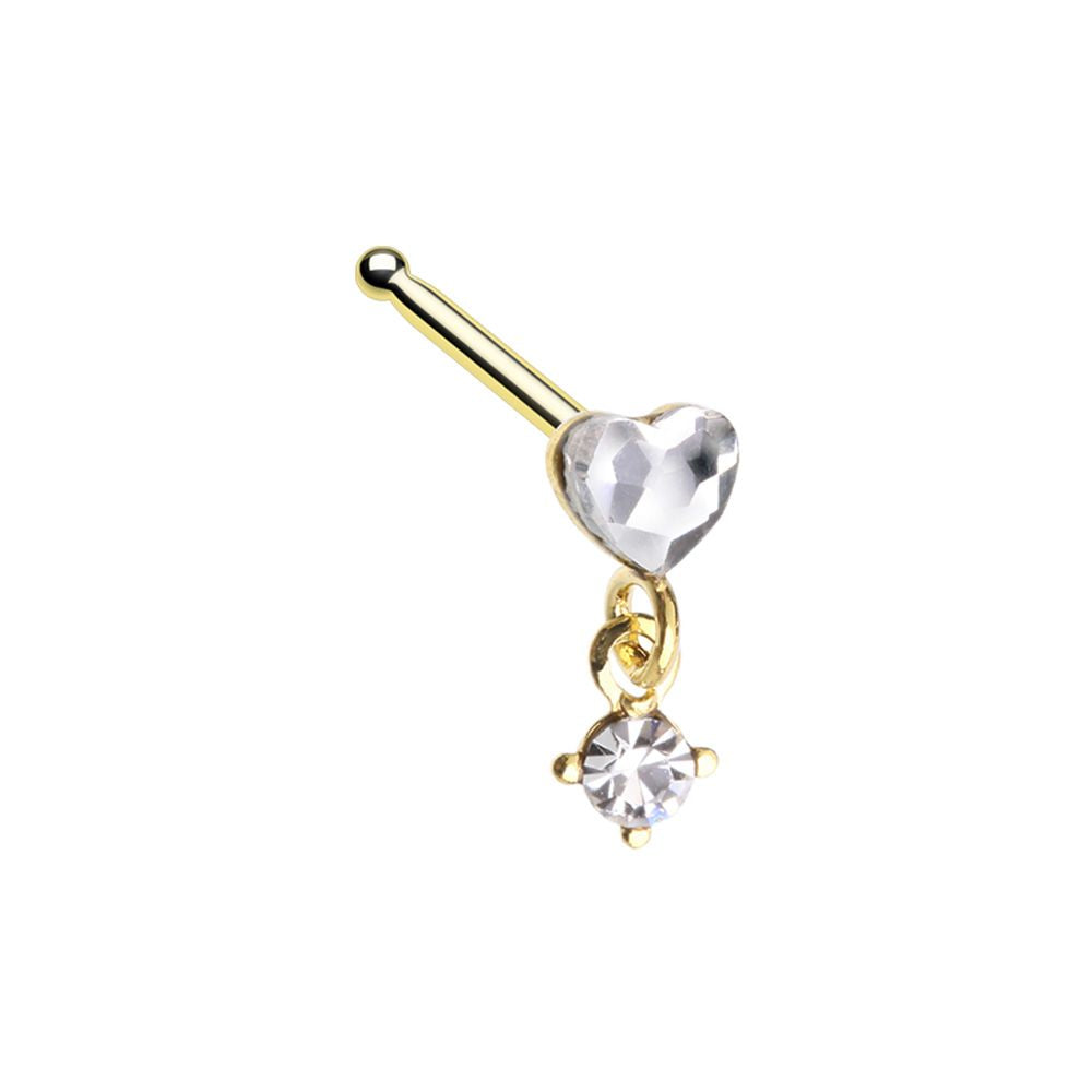 Nose Bone - Golden Heart Dangle-hotRAGS.com