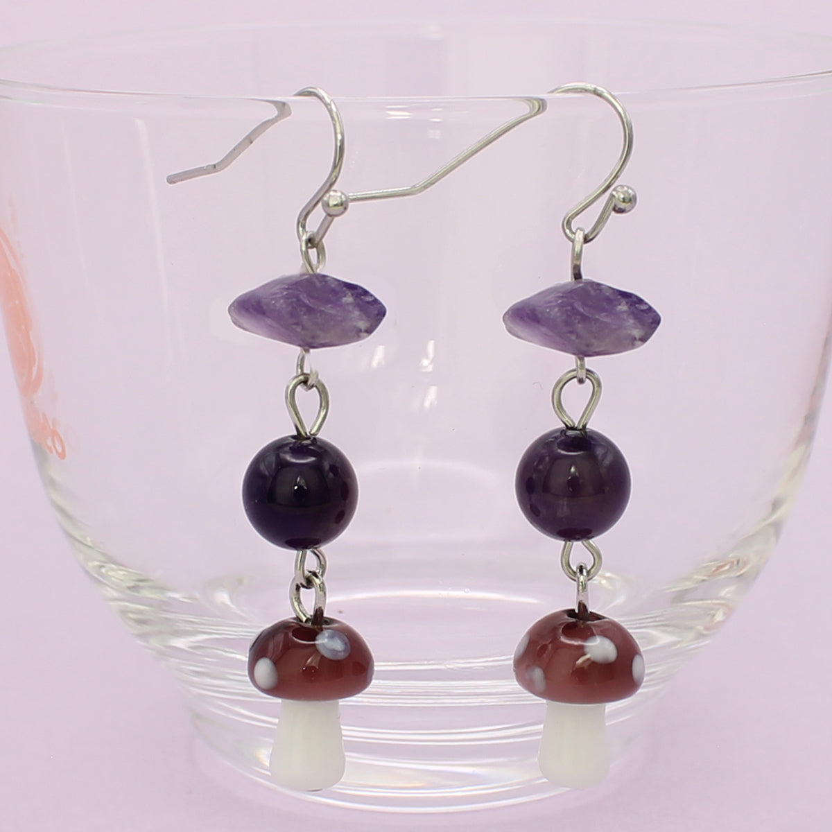 Earrings - Purple Mushroom Bead-hotRAGS.com
