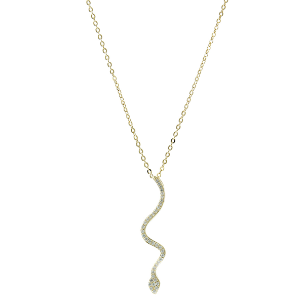 Necklace - Cubic Zirconia Snake - Gold-hotRAGS.com