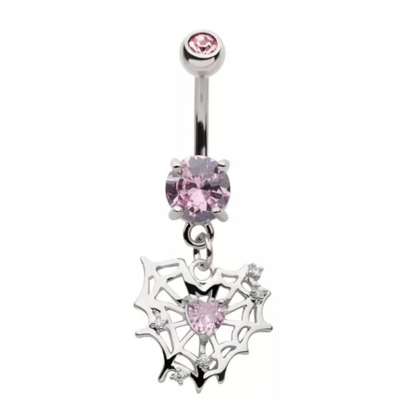 Belly Ring - Spider Web - Pink-hotRAGS.com