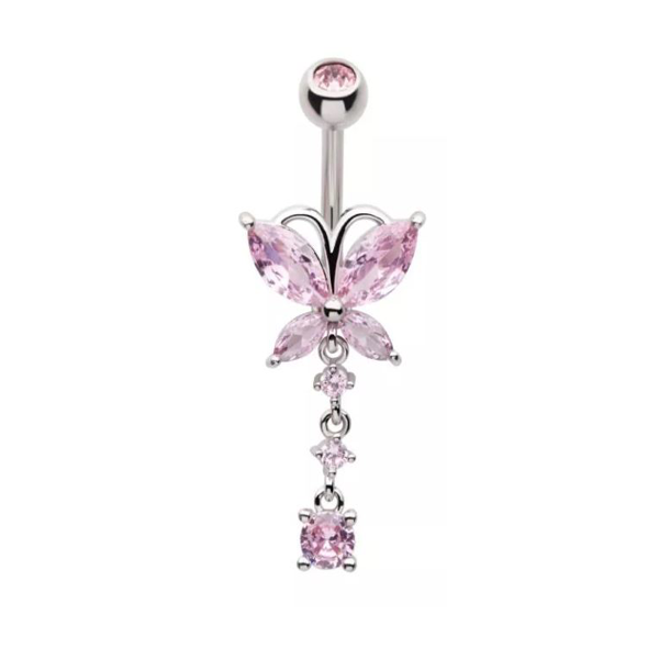 Belly Ring - Butterfly - Pink-hotRAGS.com