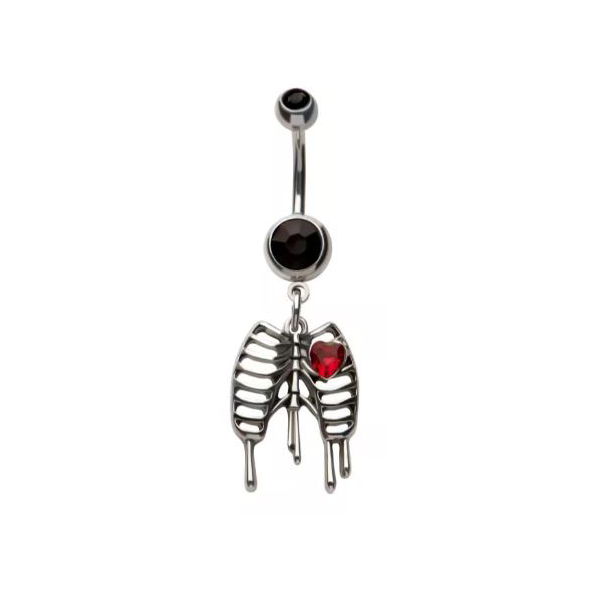 Belly Ring - Skull Rib Cage-hotRAGS.com