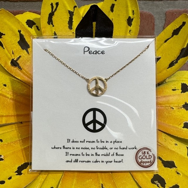 Necklace - Peace Sign - Gold-hotRAGS.com