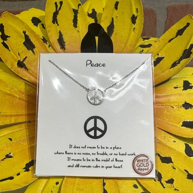 Necklace - Peace Sign - Silver-hotRAGS.com
