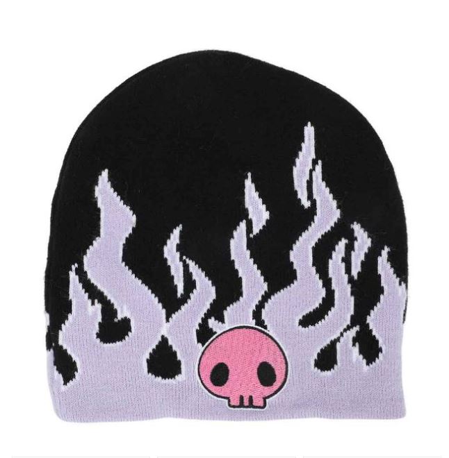 Beanie - Kuromi Flame Skull-hotRAGS.com