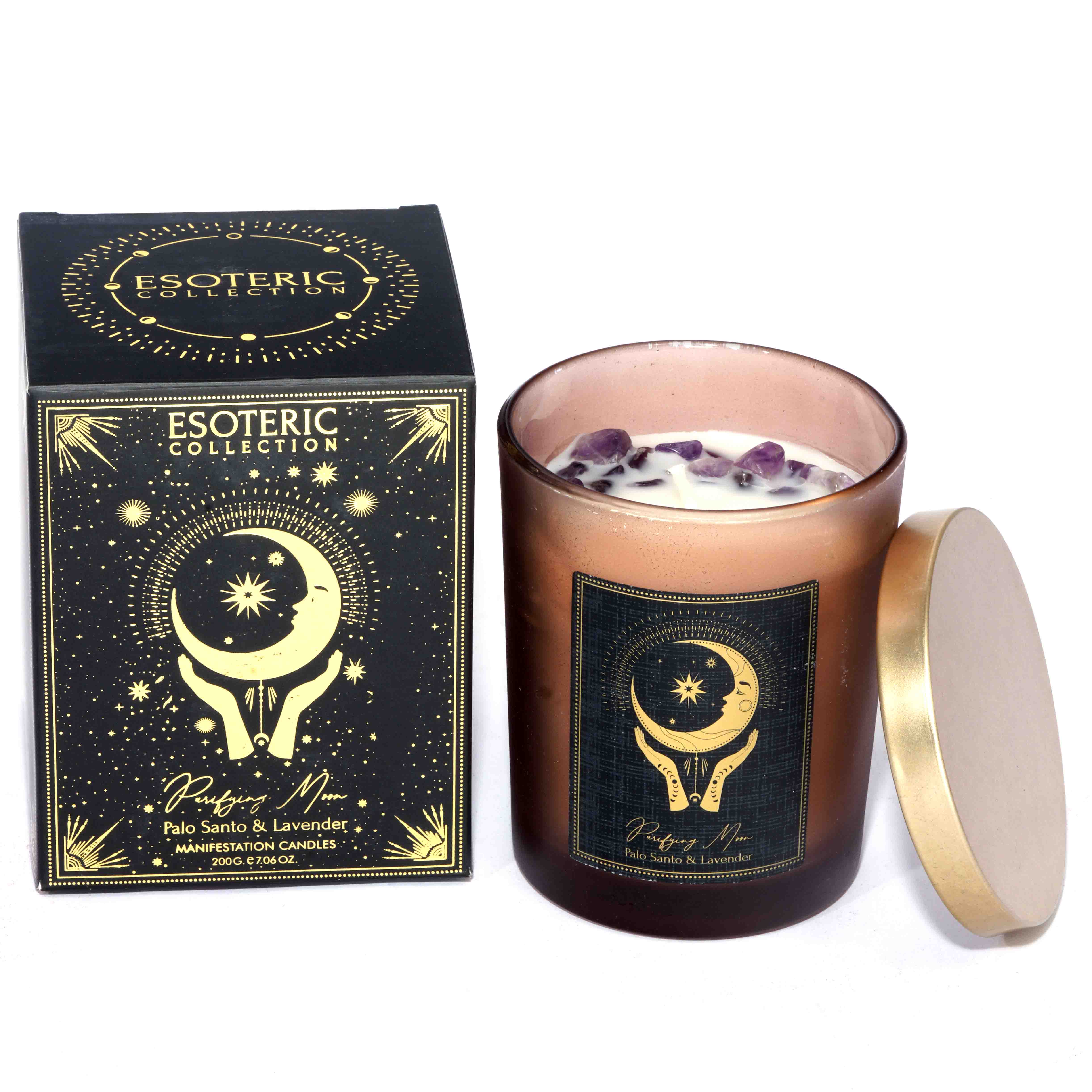 Candle - Purifying Moon - Palo Santo & Lavender With Gems-hotRAGS.com