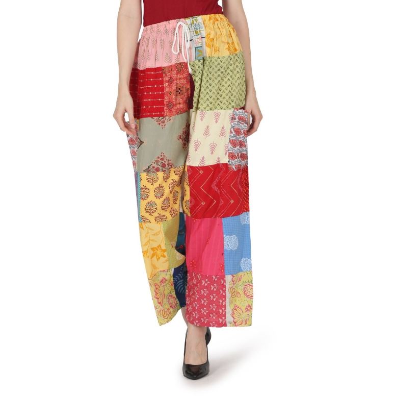 Pants - Patchwork Wide Leg Pants - Unique-hotRAGS.com