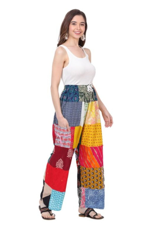 Pants - Patchwork Wide Leg Pants - Unique-hotRAGS.com