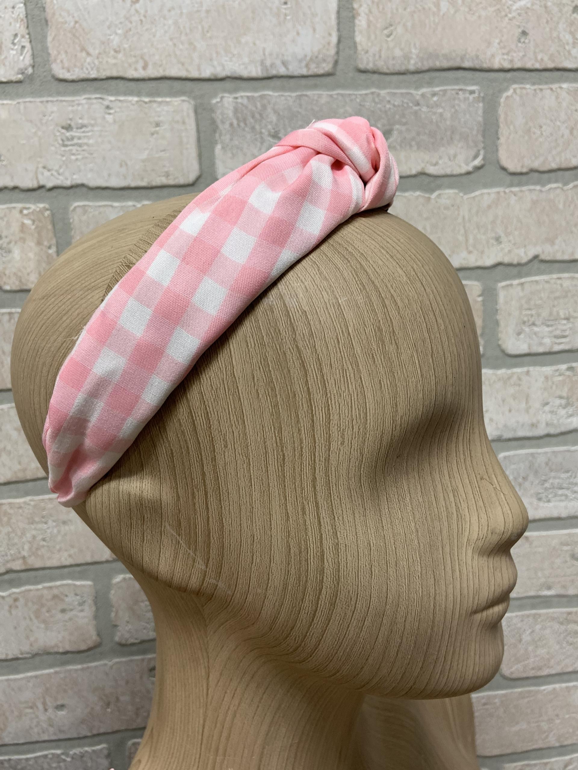 Headband - Checkered Light Pink-hotRAGS.com