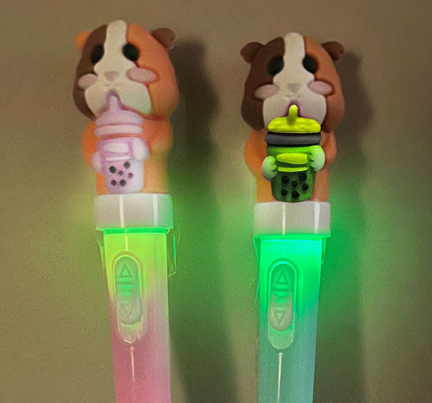 Pen - Sippin' & Spinnin' Boba Guinea Pig LED Light Up Pens-hotRAGS.com