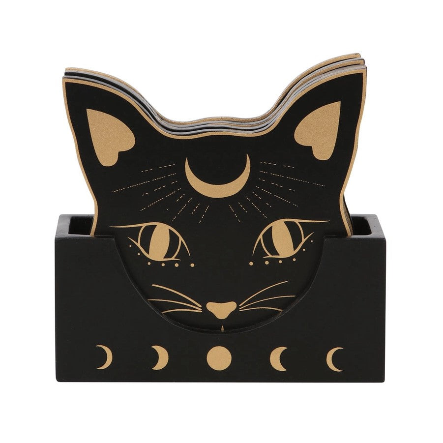 Coaster Set - Mystic Mog Cat Face Coaster Set-hotRAGS.com