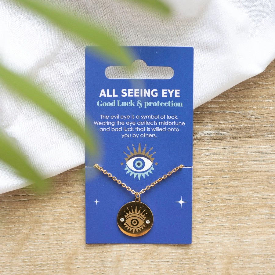 Necklace - All Seeing Eye - Gold-hotRAGS.com