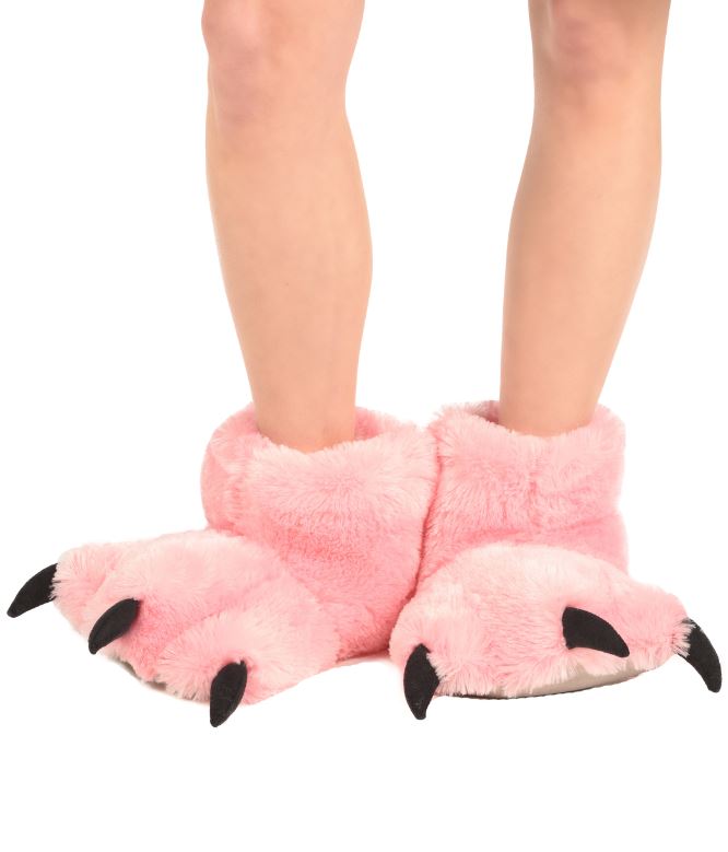 Slippers - Pink Bear Paw-hotRAGS.com