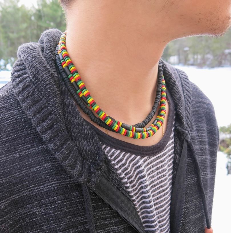 Necklace - Rasta Wood Ceramic-hotRAGS.com