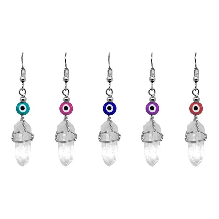 Earrings - Evil Eye Quartz Dangle-hotRAGS.com