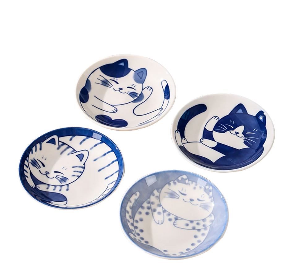 Dish - Lucky Cat Ceramic Trinket Dish Set - 4pc-hotRAGS.com